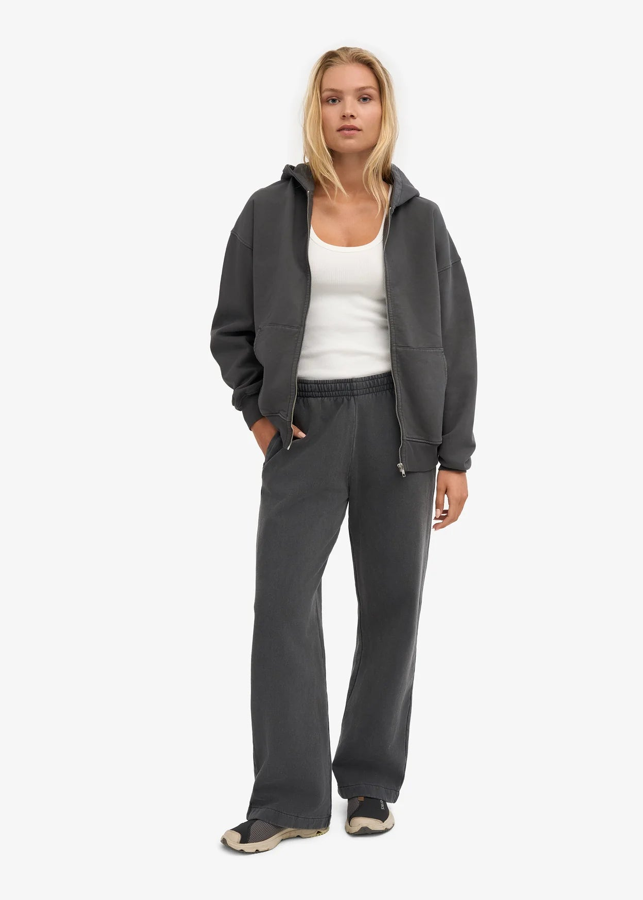 Jogging ample en coton bio | noir "organic straight leg sweatpants - faded black" | Faded black