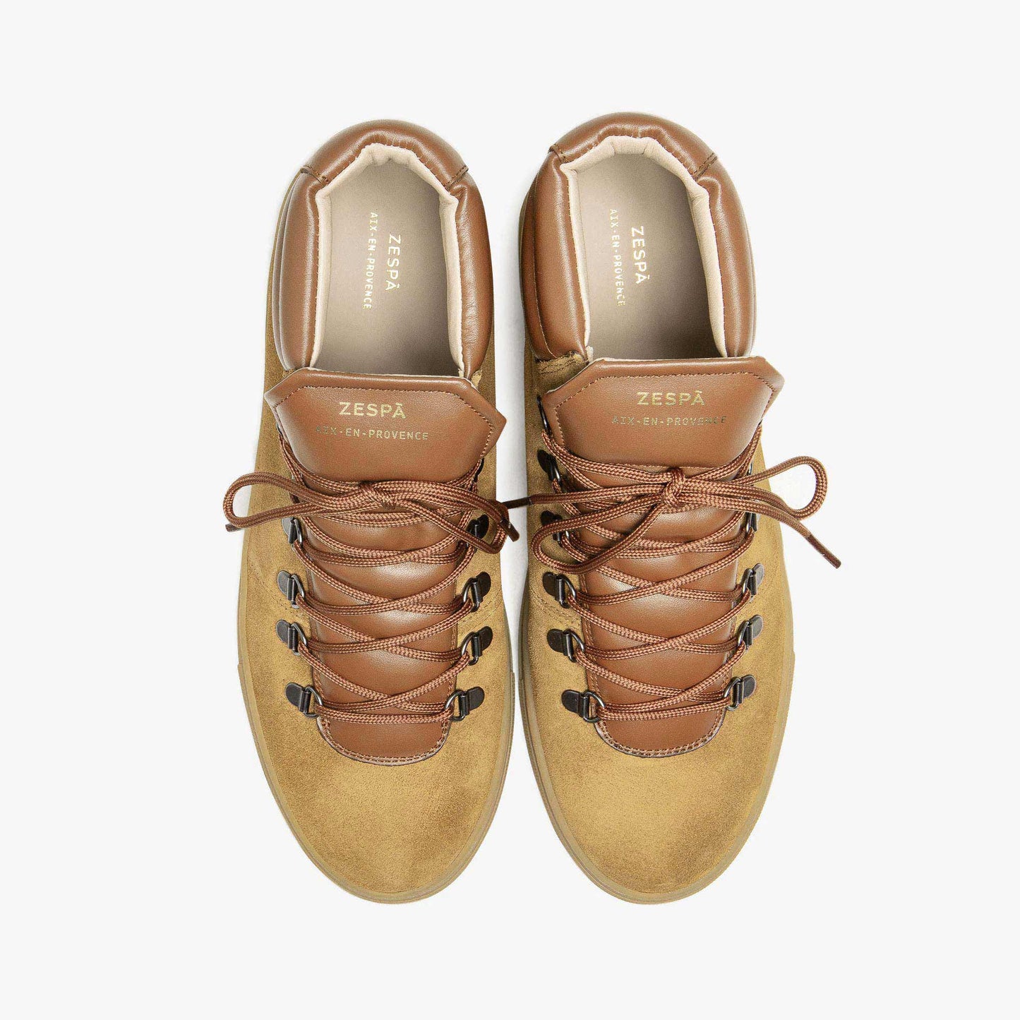 Baskets hautes en cuir certifié | marron "zsp2 suede - marron"