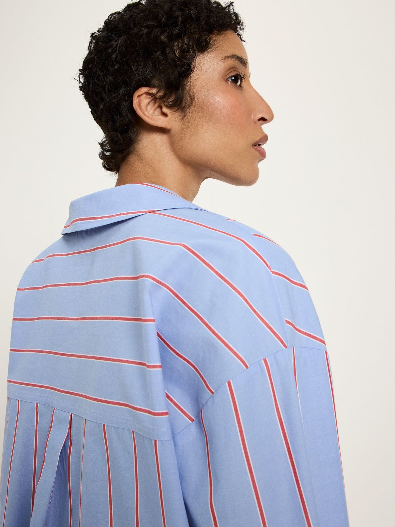 Chemise en coton bio | rayé bleu et rouge "streifenhemd - blue/ lava red" | Blue/ lava red