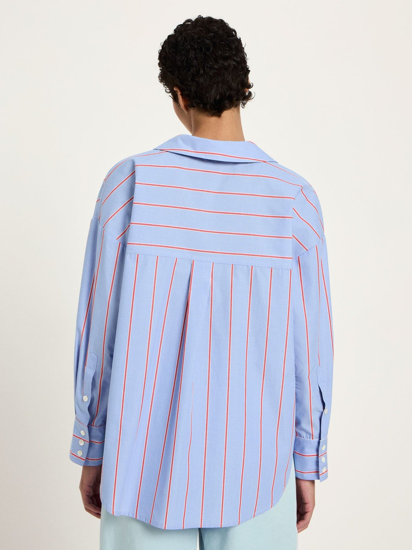 Chemise en coton bio | rayé bleu et rouge "streifenhemd - blue/ lava red" | Blue/ lava red