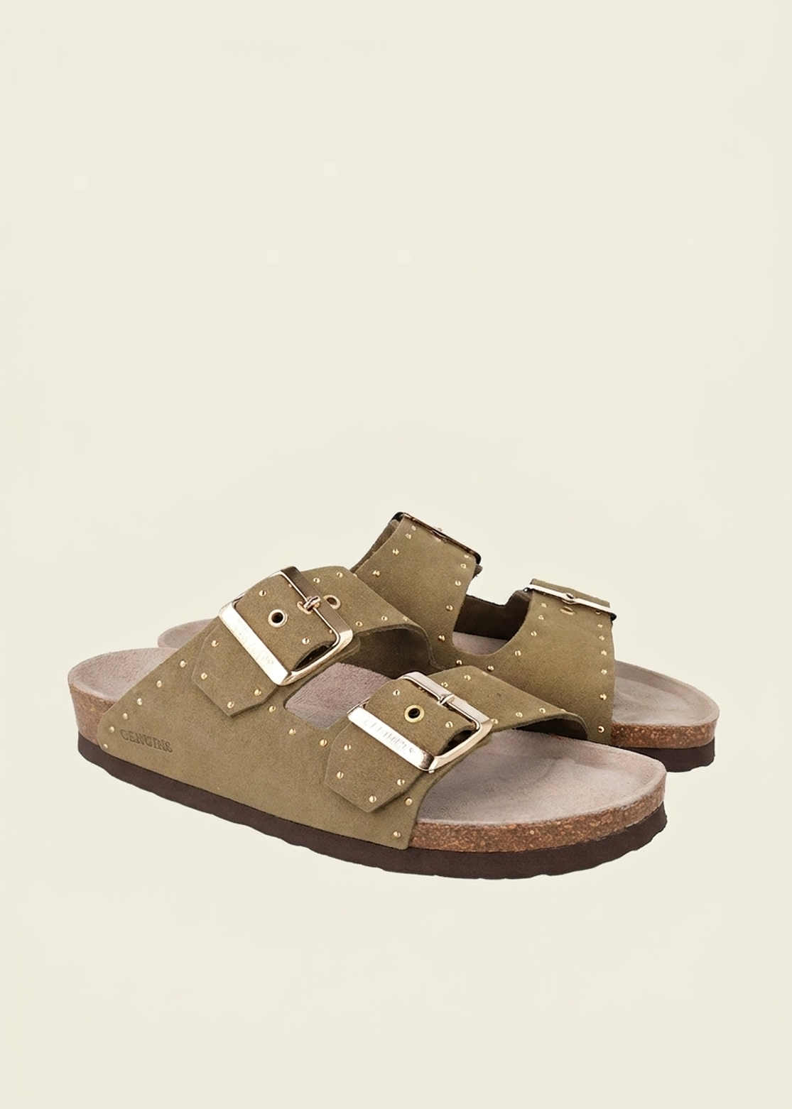 Sandales kaki en cuir certifié | kaki "honolulu lead velour kaki" | Kaki