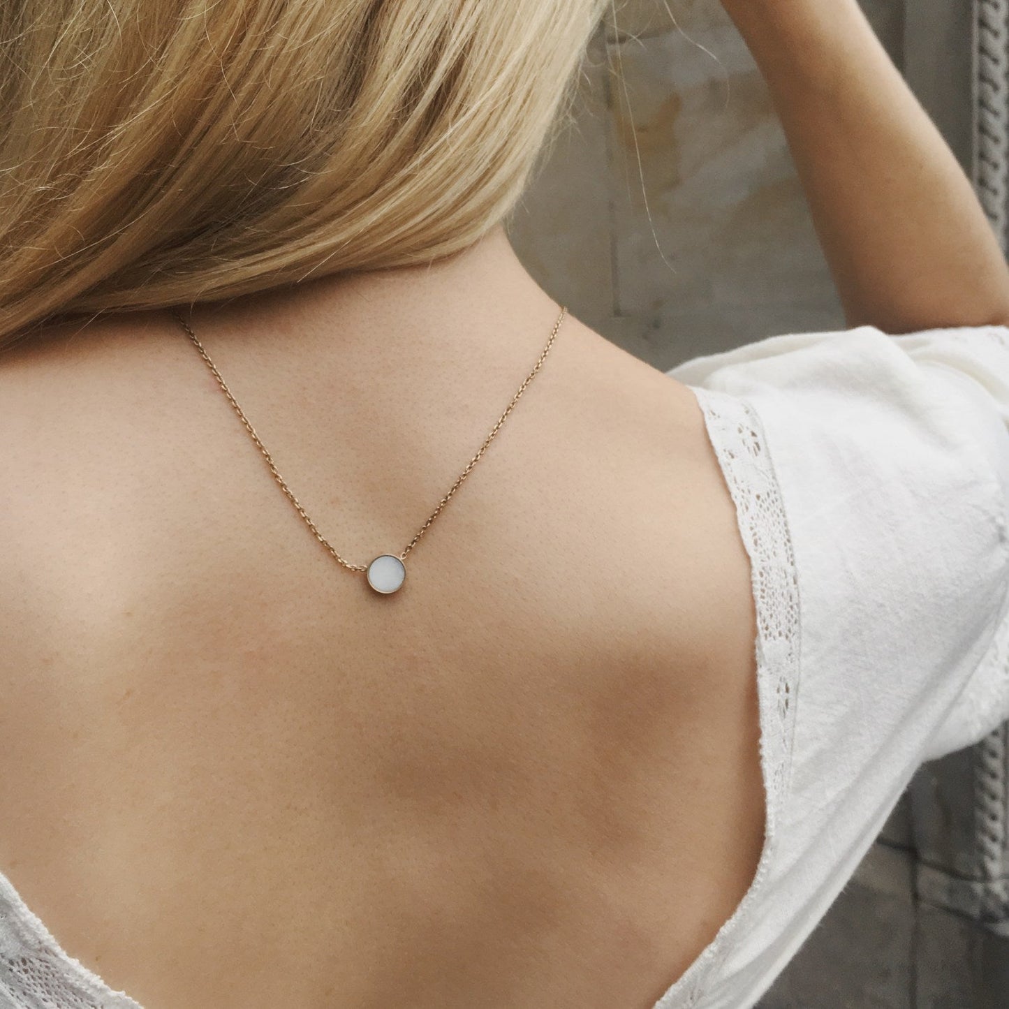 Collier en argent plaqué or | Pierre en opale doré "necklace sterling silver gold"