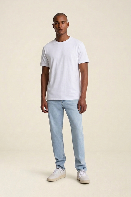 Jean fuselé en coton bio | denim clair "sushan - blue reef super light used" | Blue reef super light used