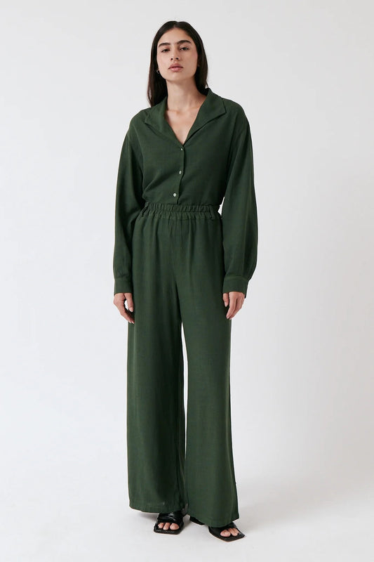 Pantalon en ecovero et lin | vet "Caribbean Pants" | Dark green