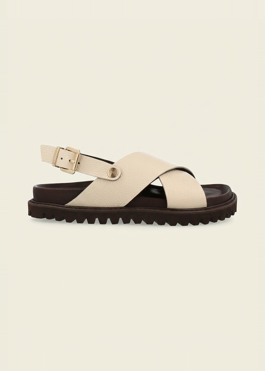 Sandales en cuir certifié | blanc "melen embossed leather chalk" new | Leather chalk