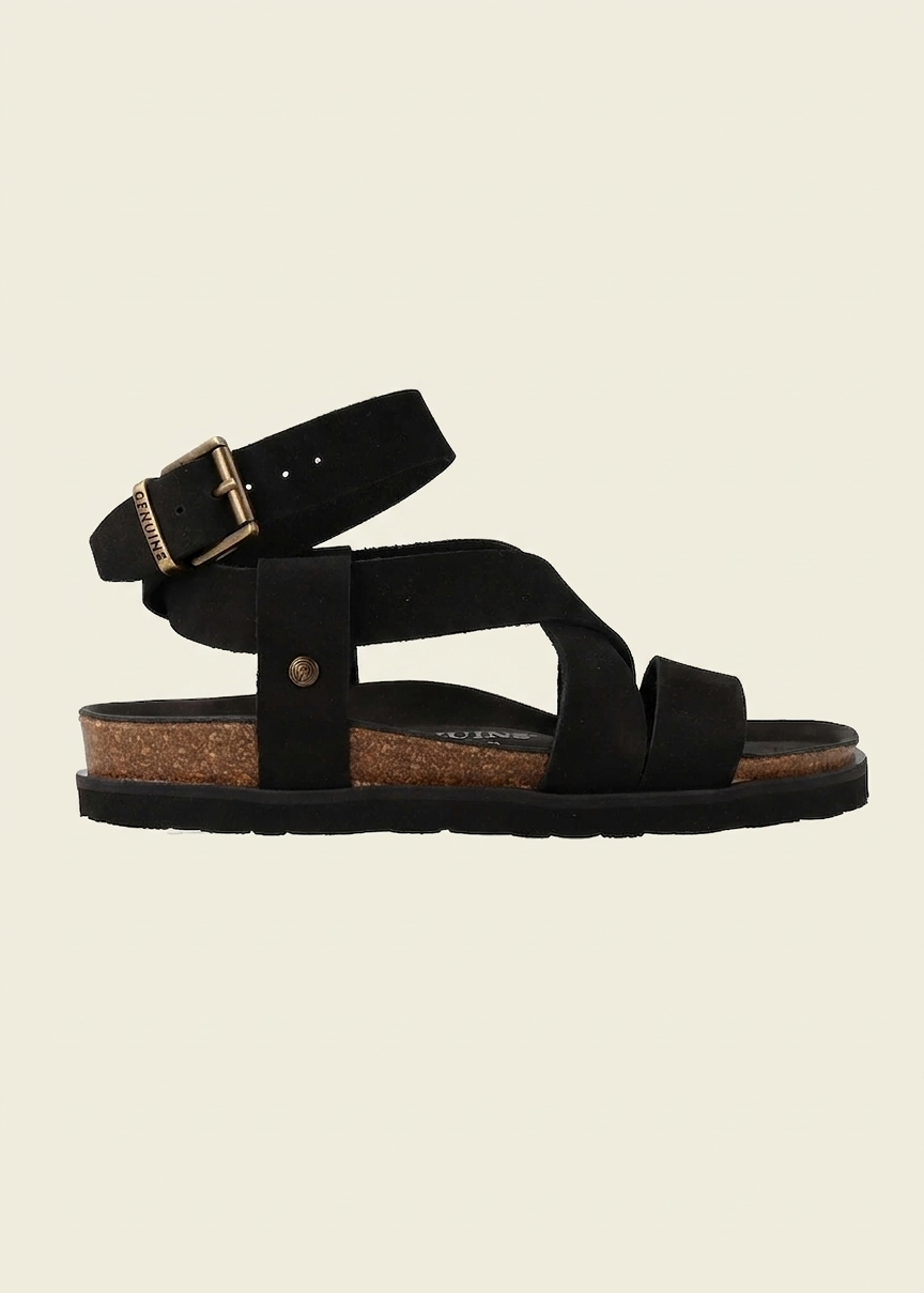 Sandales en cuir certifié | noir "zaha nubuck black" | Black