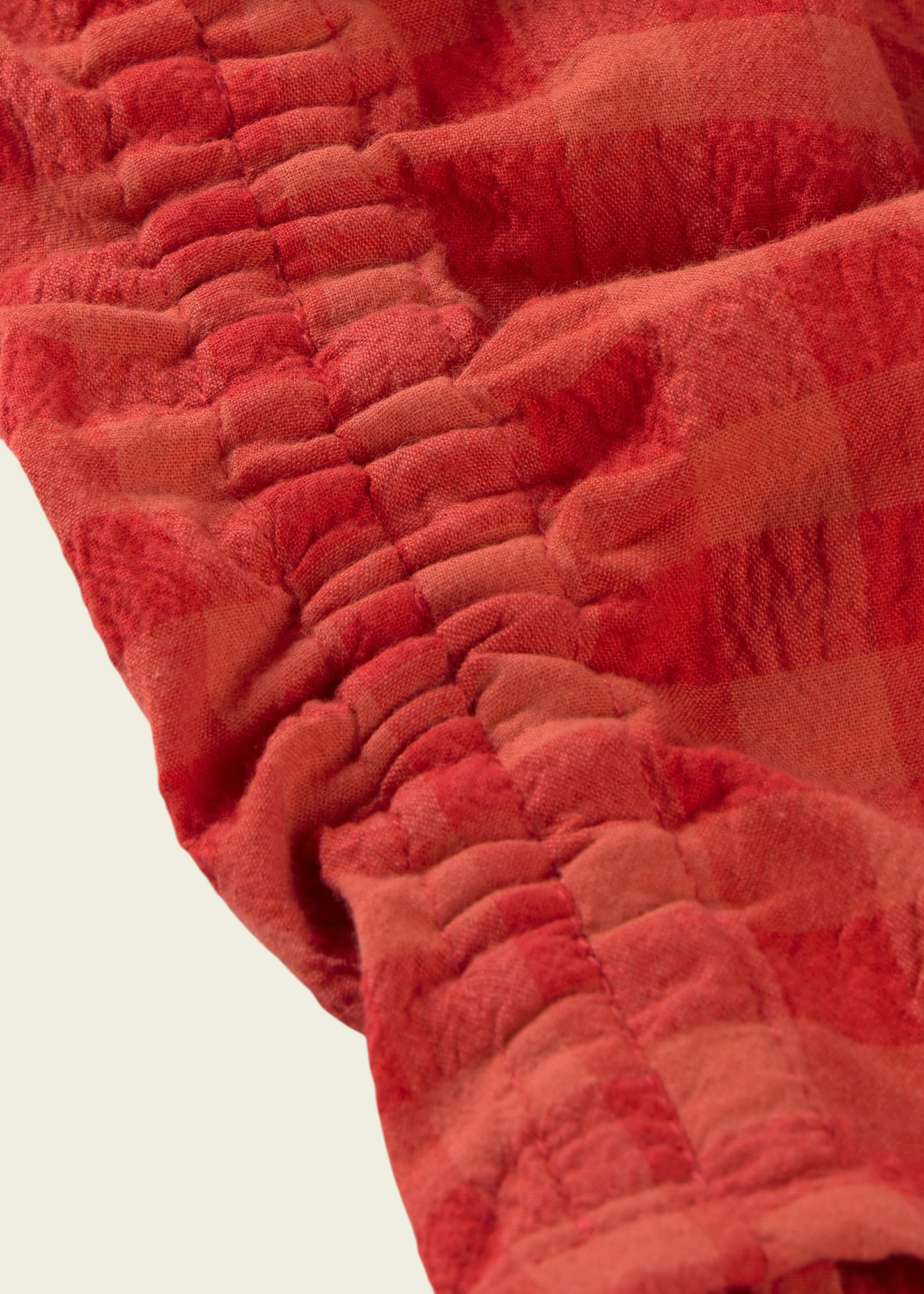 Top seersucker en coton bio | rouge "red checks seersucker florence top" | Red