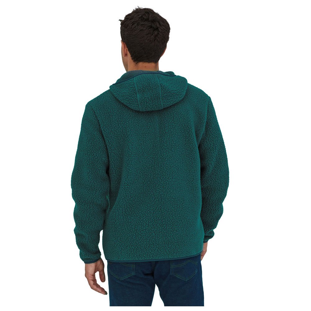 Veste polaire à capuche verte en matière recyclée - Retro Pile dark borealis green
