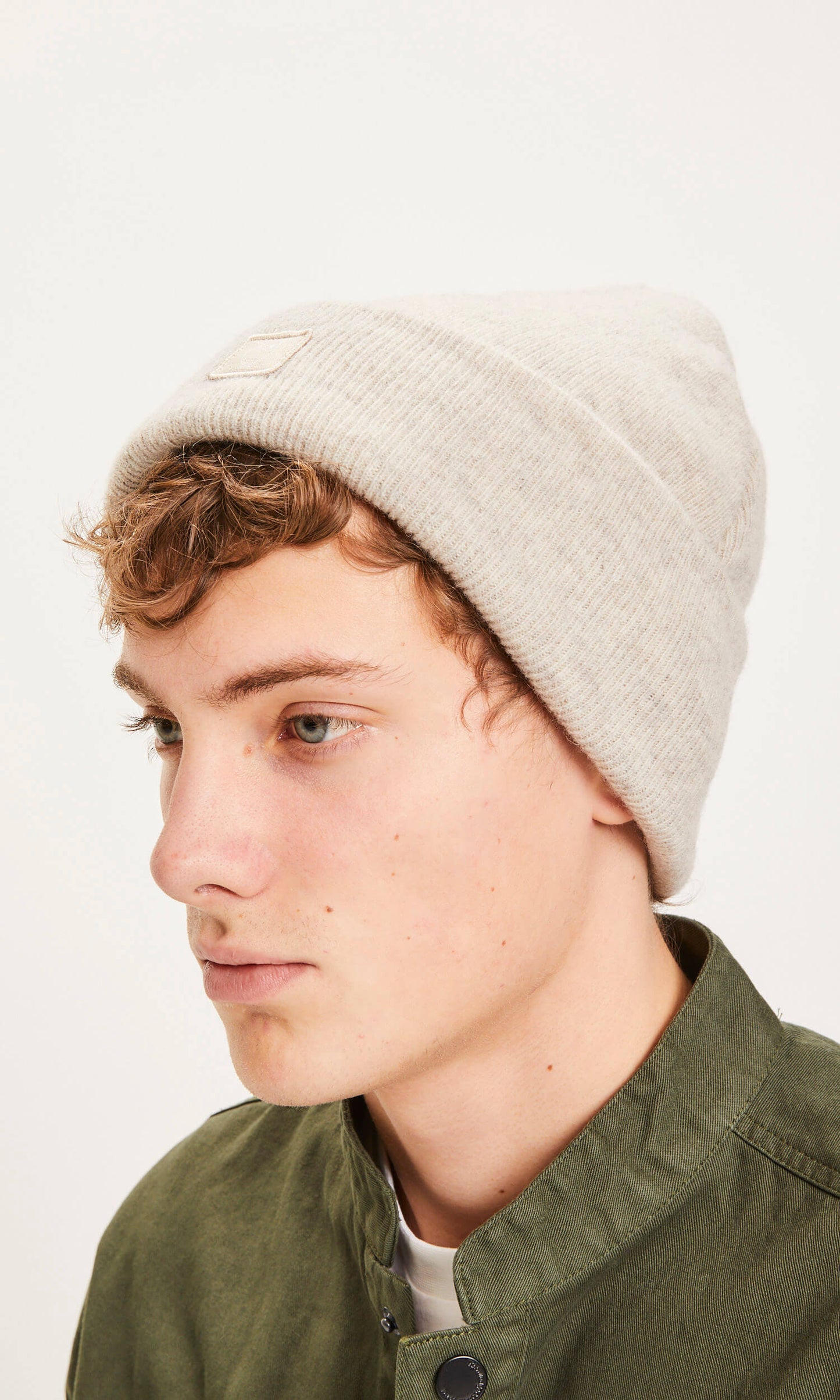Bonnet beige en laine bio - LEAF beige