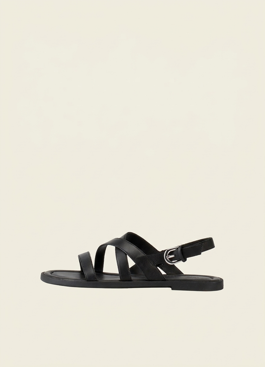 Sandales en cuir certifié | noir "Zaida black - black" | Black