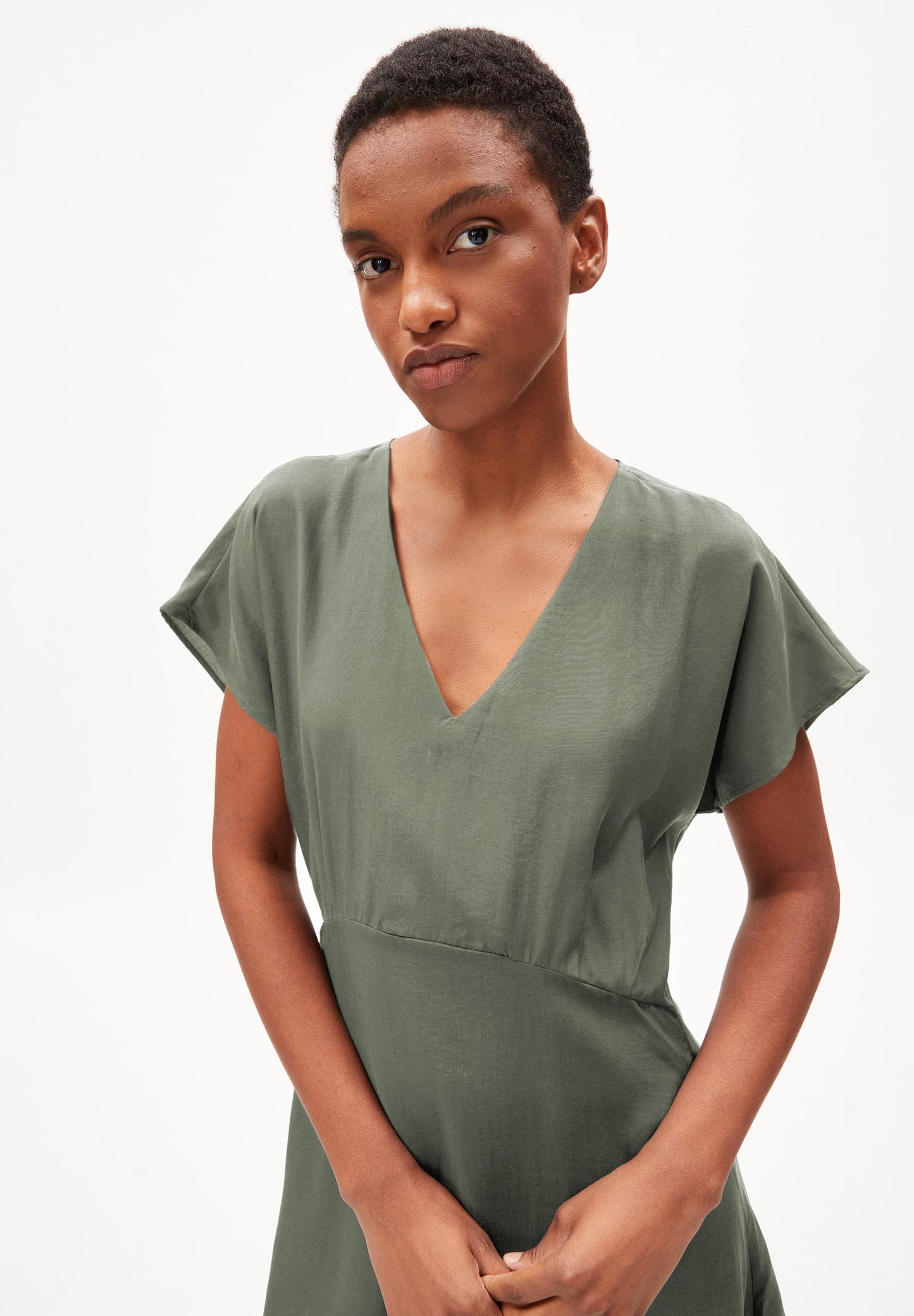 Robe midi en tencel et ecovero | vert "aalbine grey green"