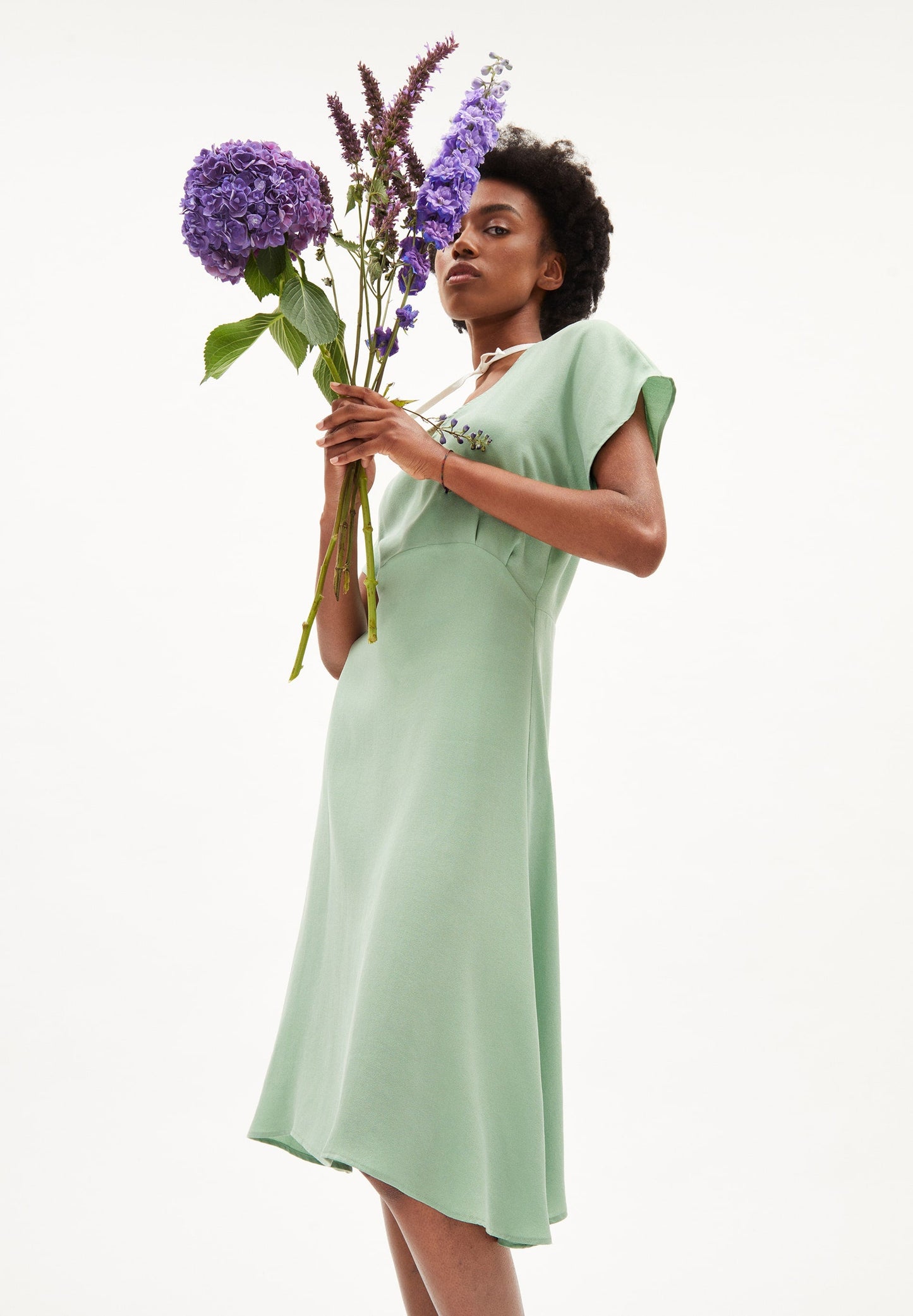 Robe midi en tencel | Verte "aalbine smith green"