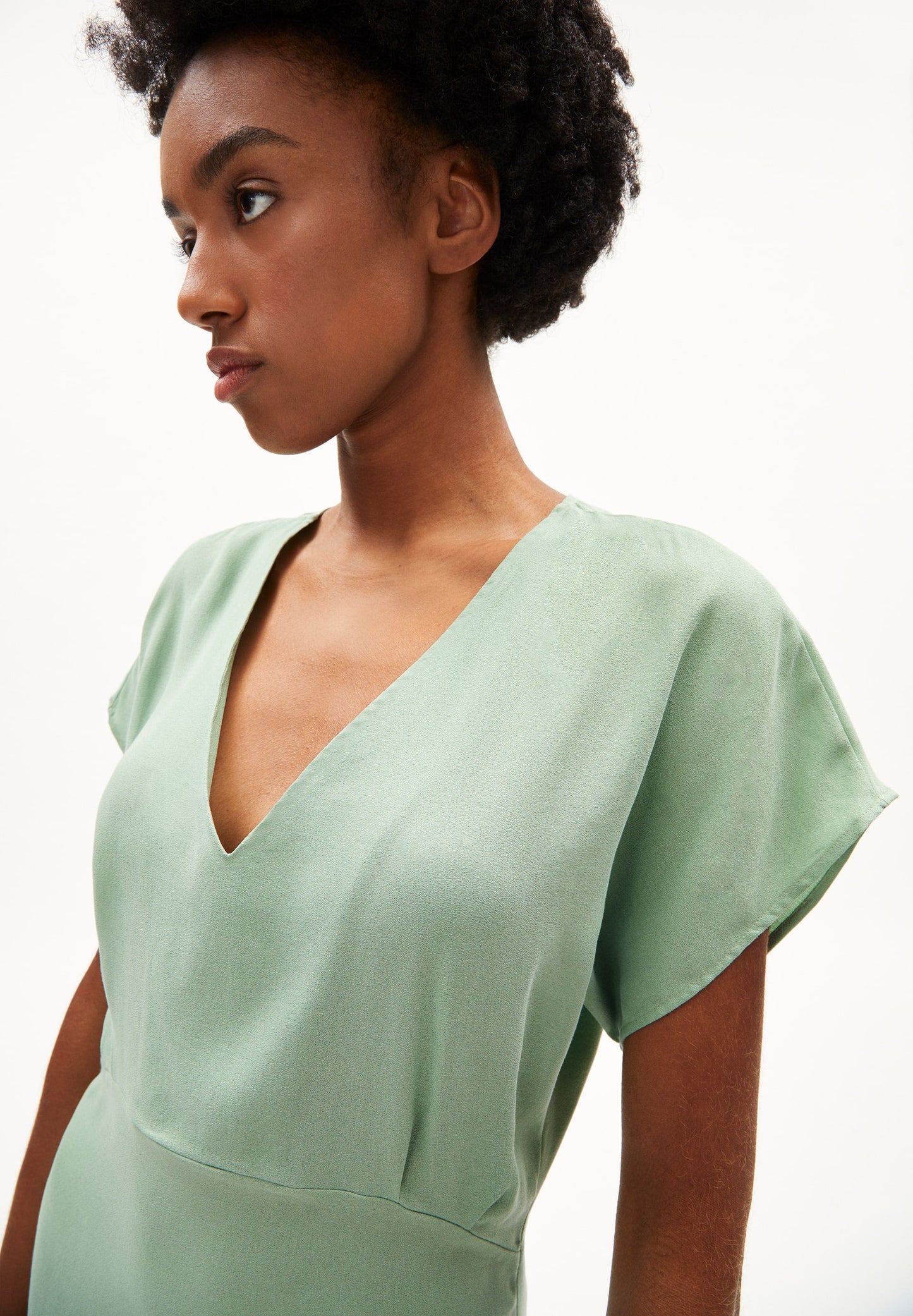 Robe midi en tencel | Verte "aalbine smith green"