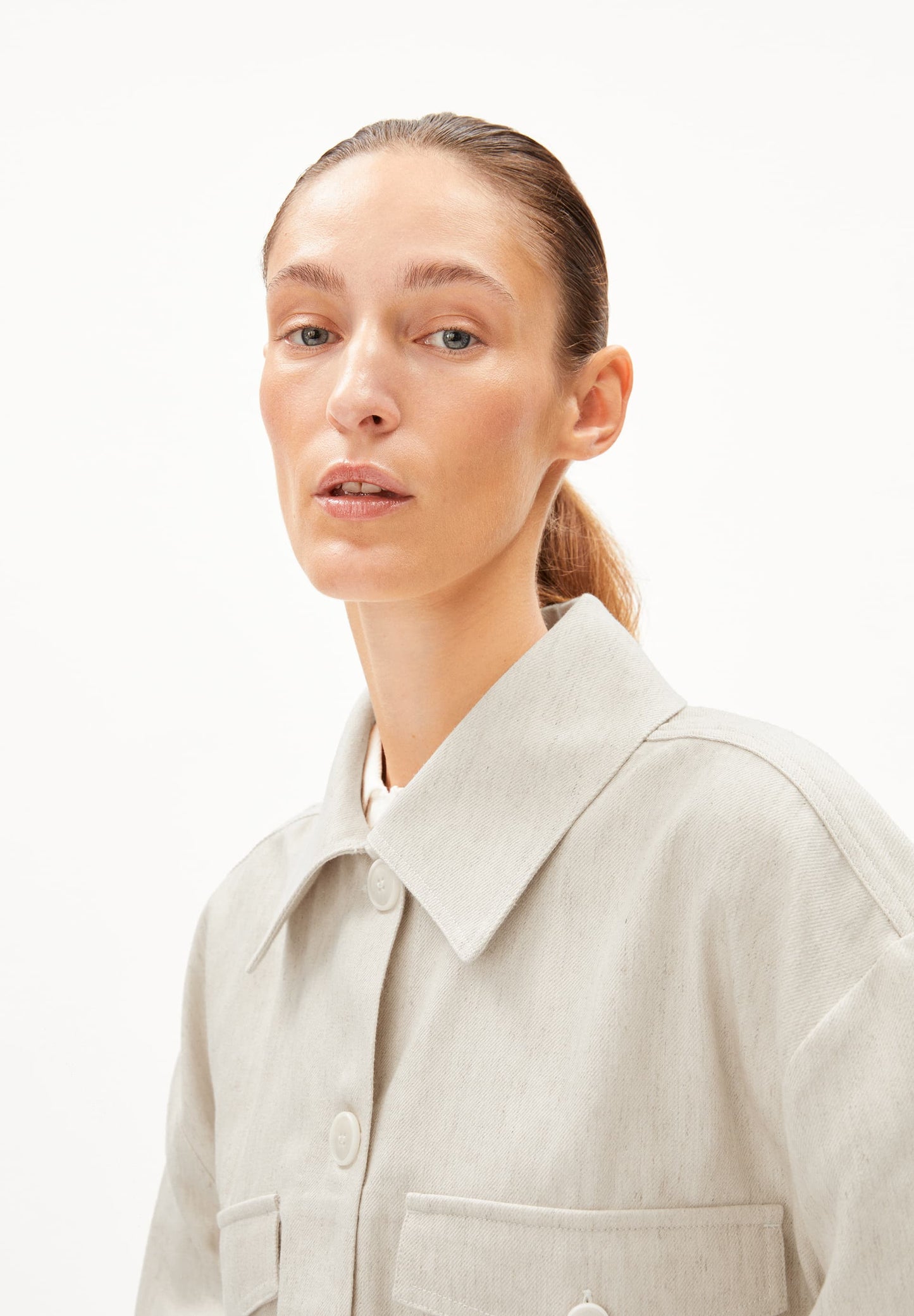 Veste légère en coton bio et lin | écru "aalisea lino heavy linen"