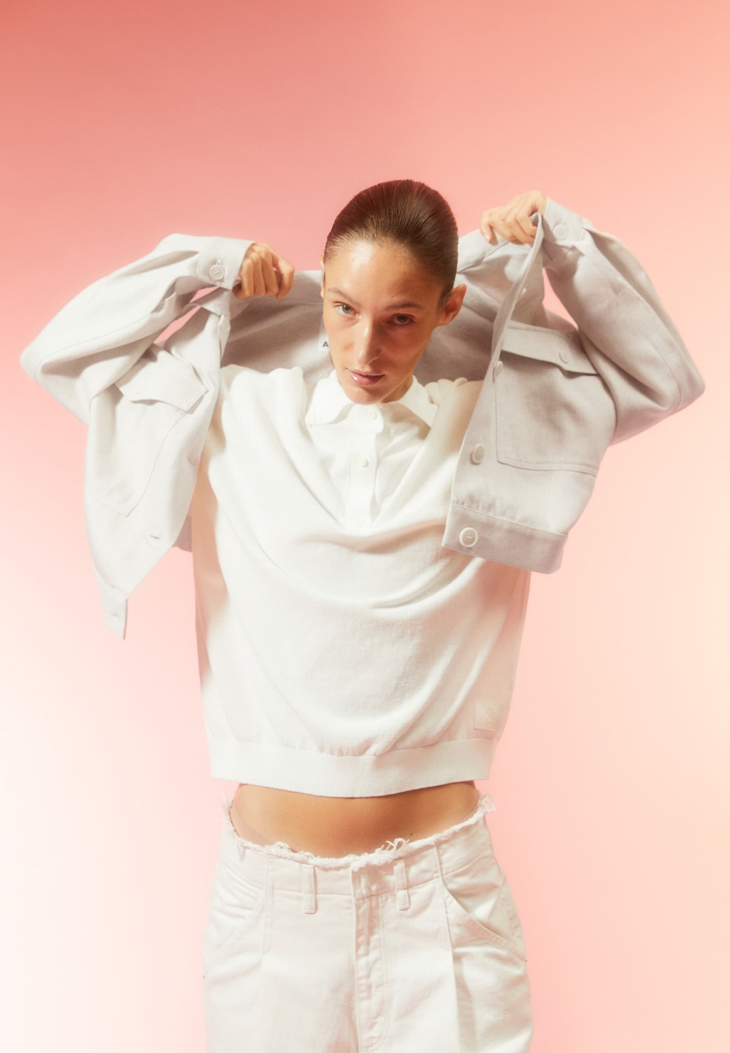 Veste légère en coton bio et lin | écru "aalisea lino heavy linen"