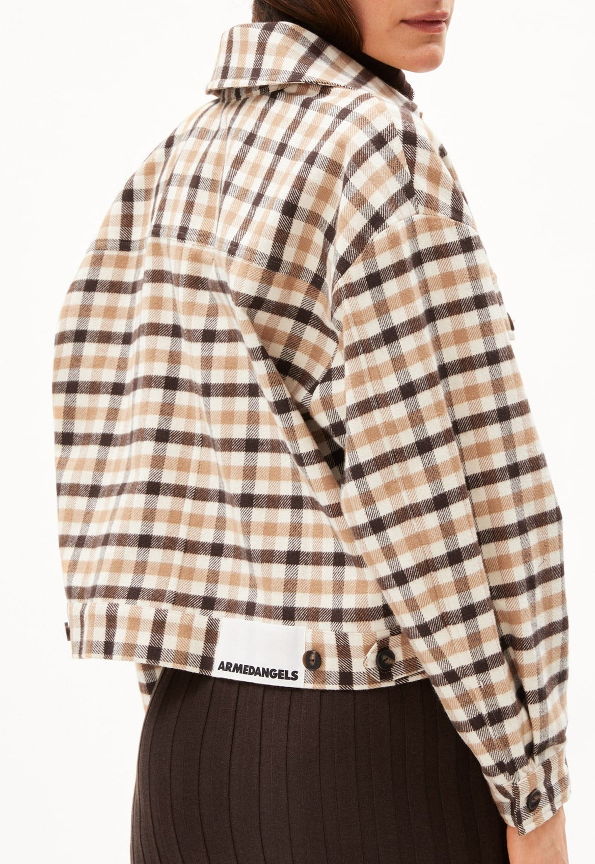 Veste oversize en coton bio et recyclé | Carreaux "aalisea pattern oatmilk"