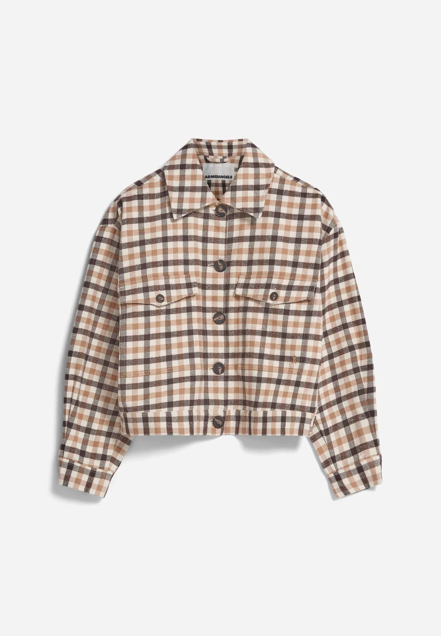Veste oversize en coton bio et recyclé | Carreaux "aalisea pattern oatmilk"