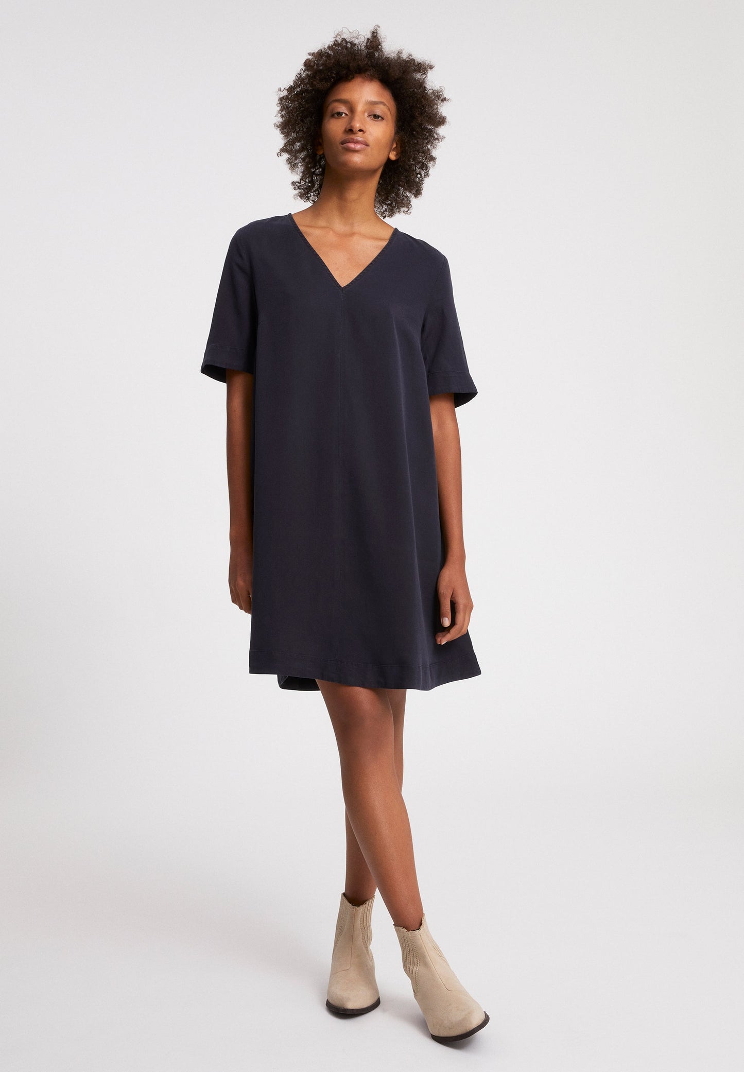 Robe fluide anthracite en tencel - AAMAYA