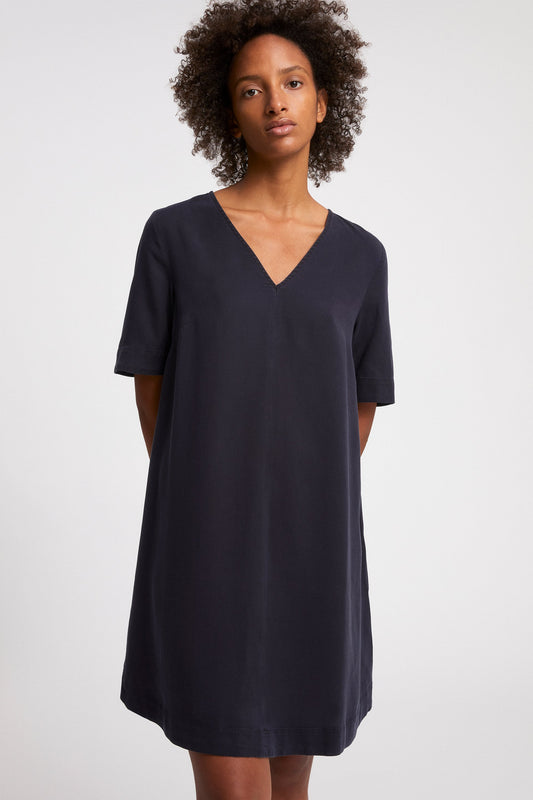 Robe fluide anthracite en tencel - AAMAYA
