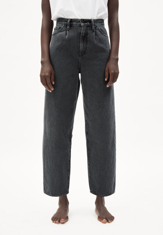 Jean 7/8 droit gris en coton bio - AANIKE Graphite