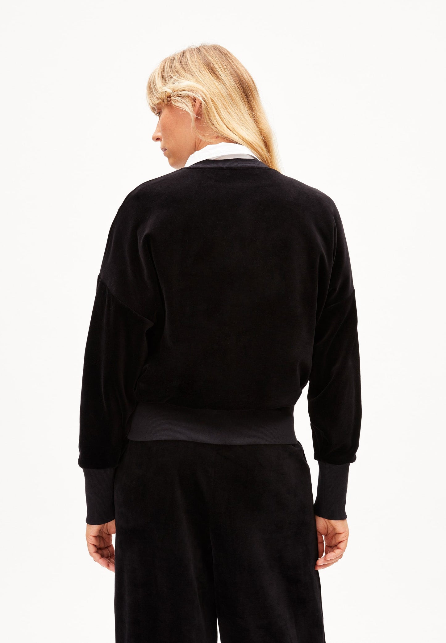 Sweat en velours de coton bio | noir "aanny lou velvet - black"