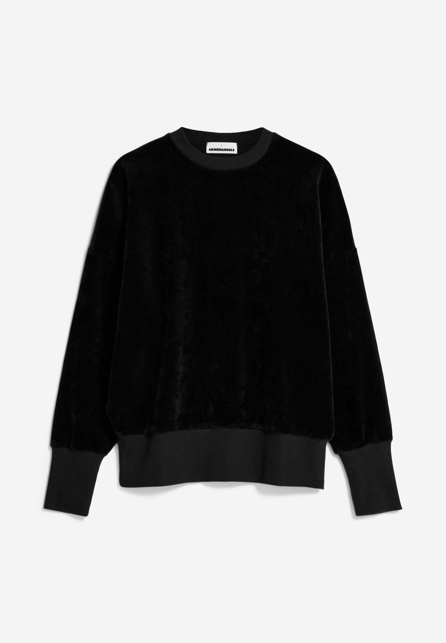 Sweat en velours de coton bio | noir "aanny lou velvet - black"