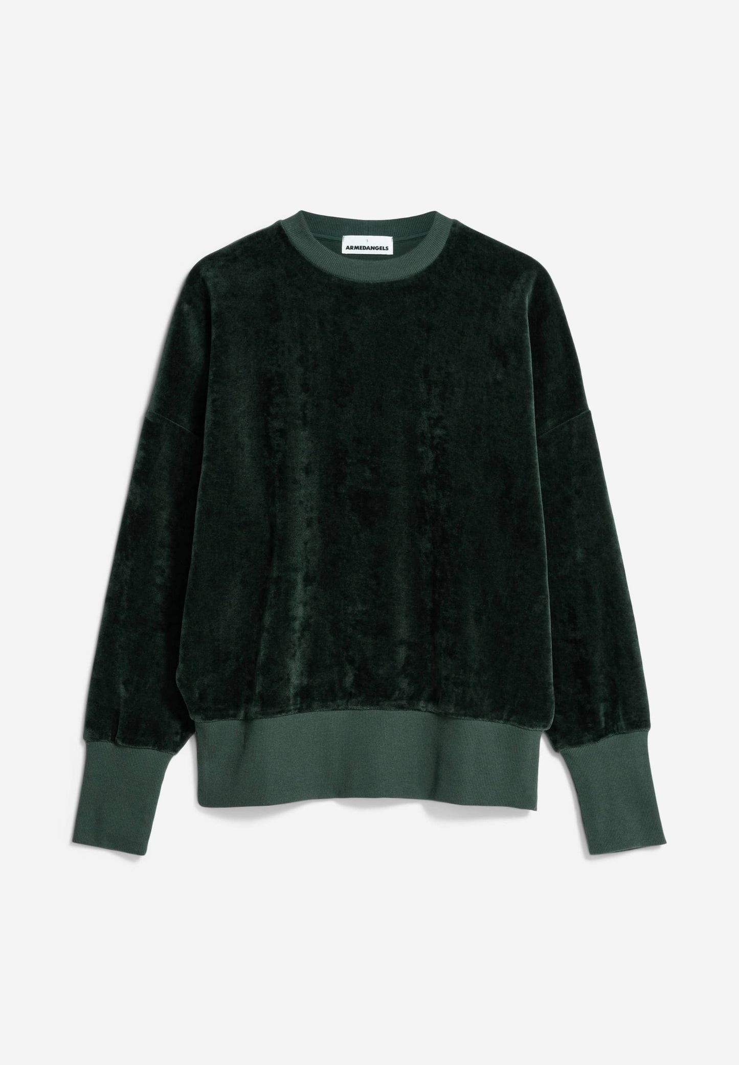 Sweat en velours de coton bio | vert "aanny lou velvet carbon green"