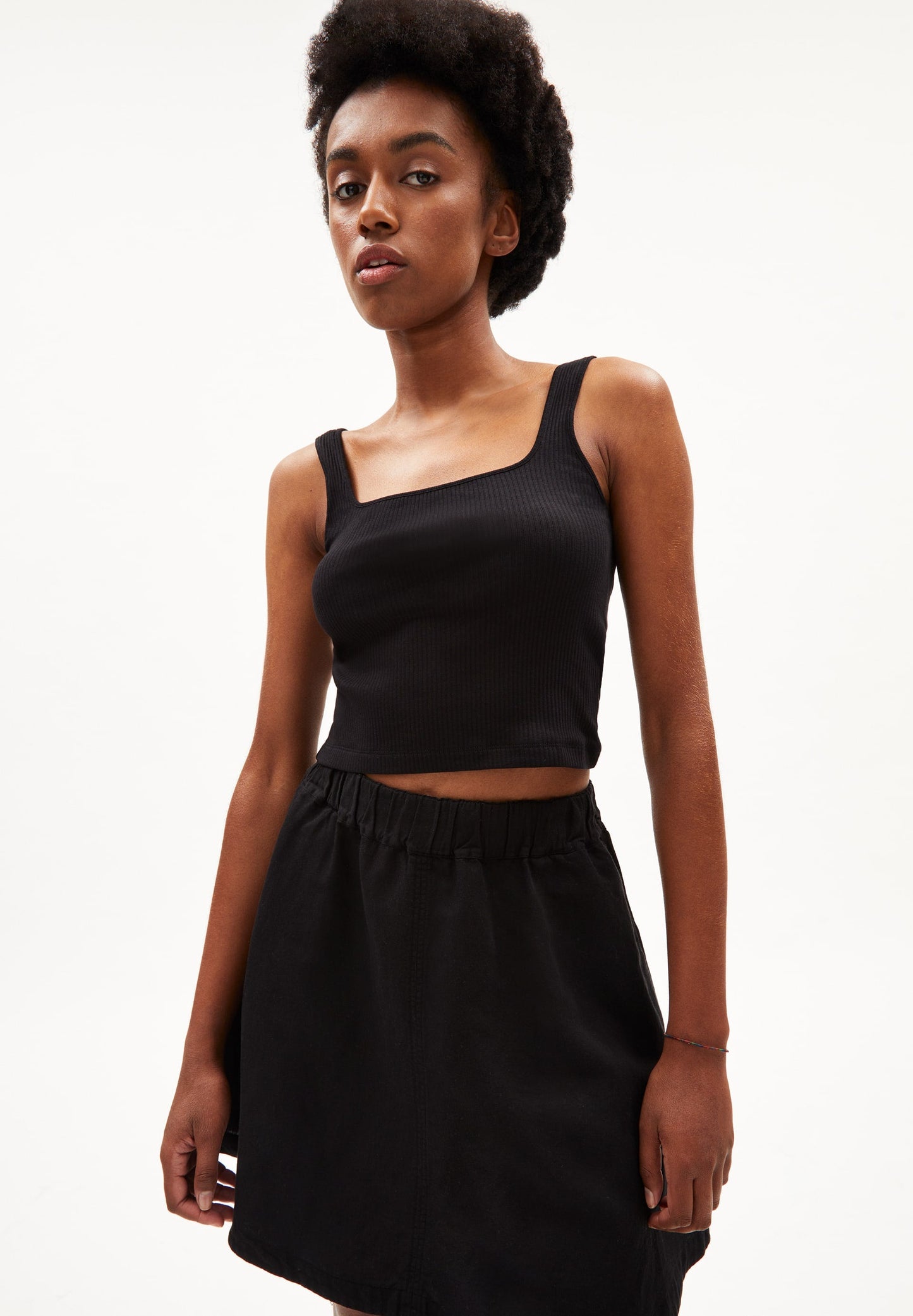 Débardeur noir en coton bio - aanong black