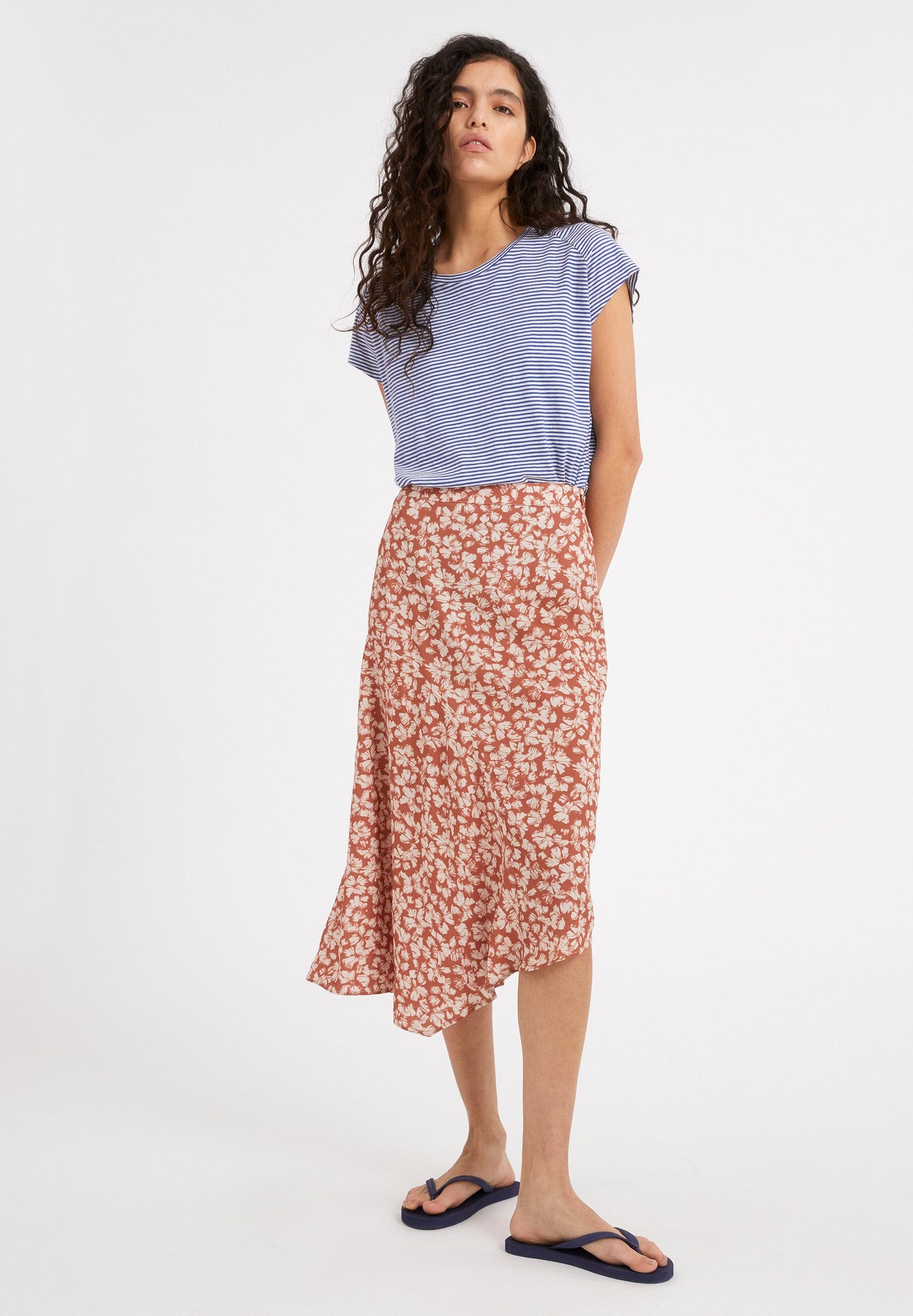 Jupe midi fleurie en tencel - AASY STRAW FLOWER