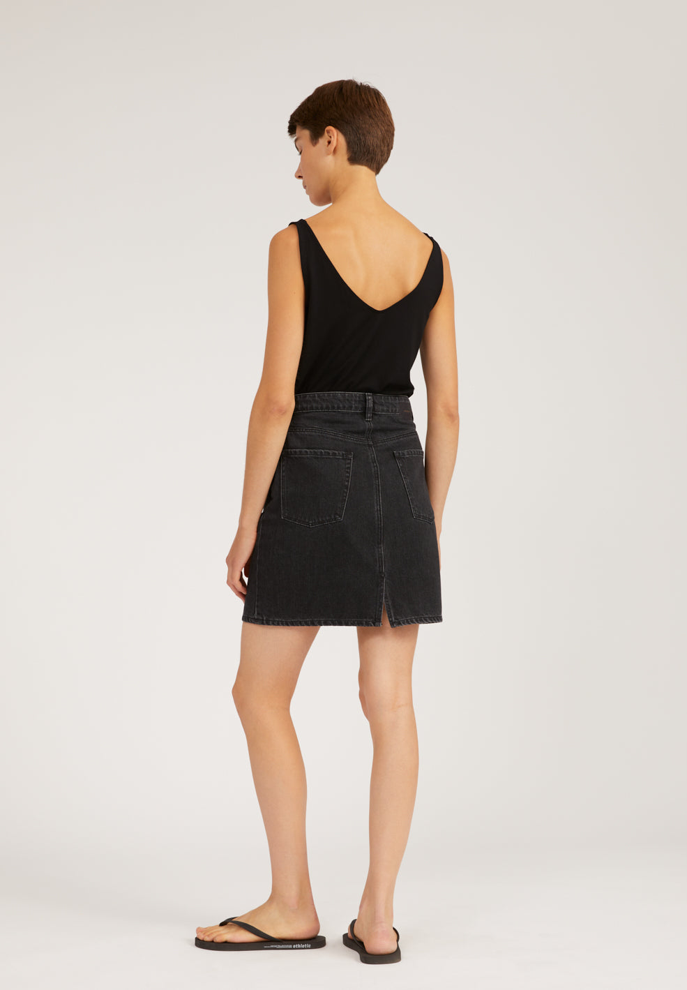 Jupe en jean noire en coton bio - Aava