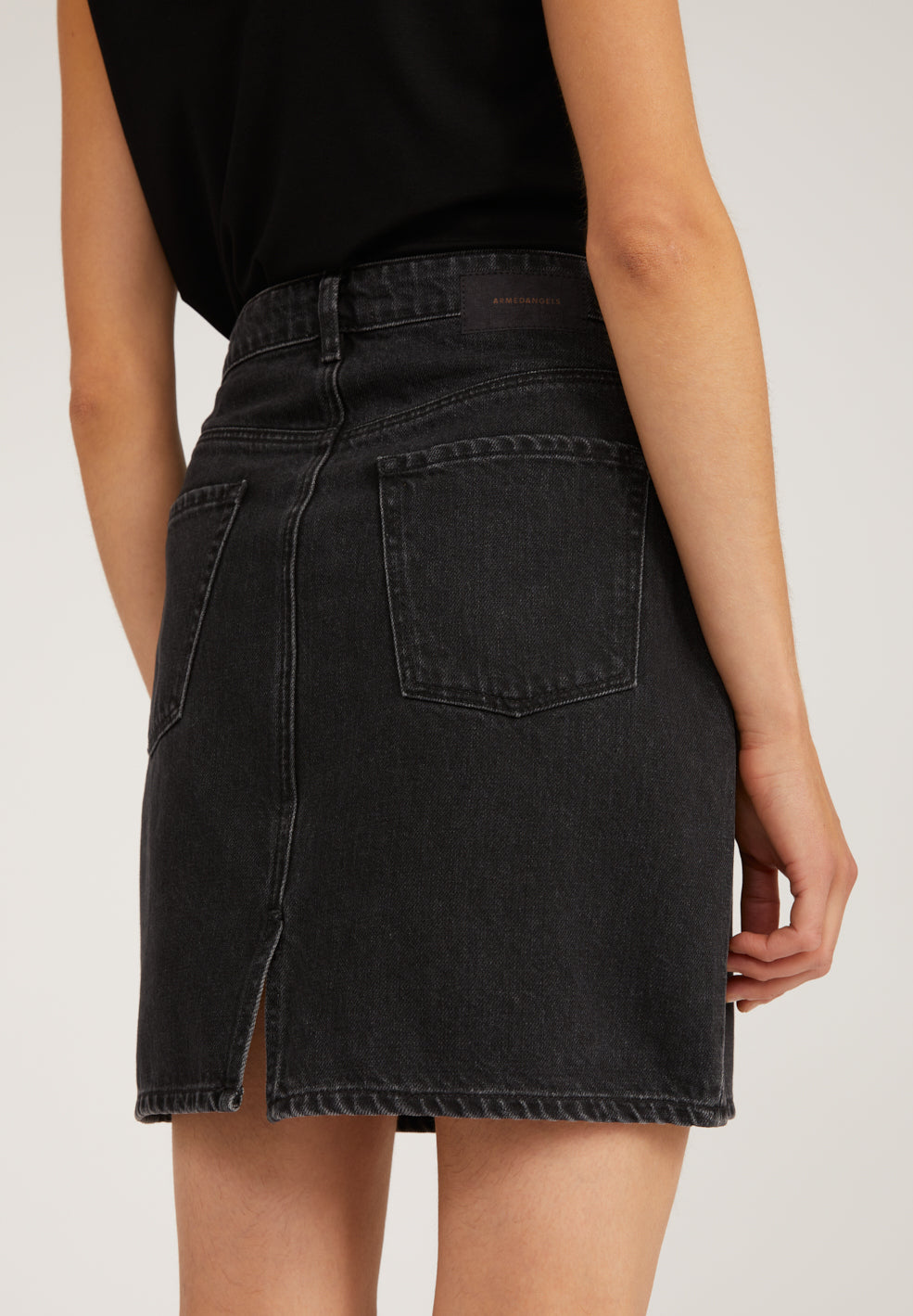 Jupe en jean noire en coton bio - Aava