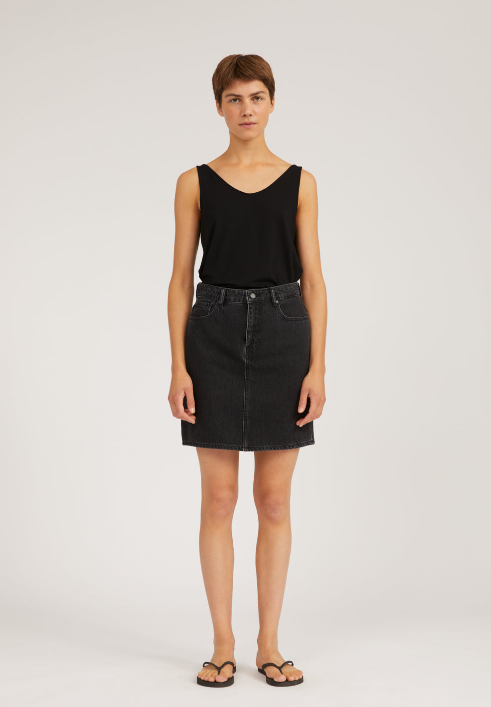 Jupe en jean noire en coton bio - Aava