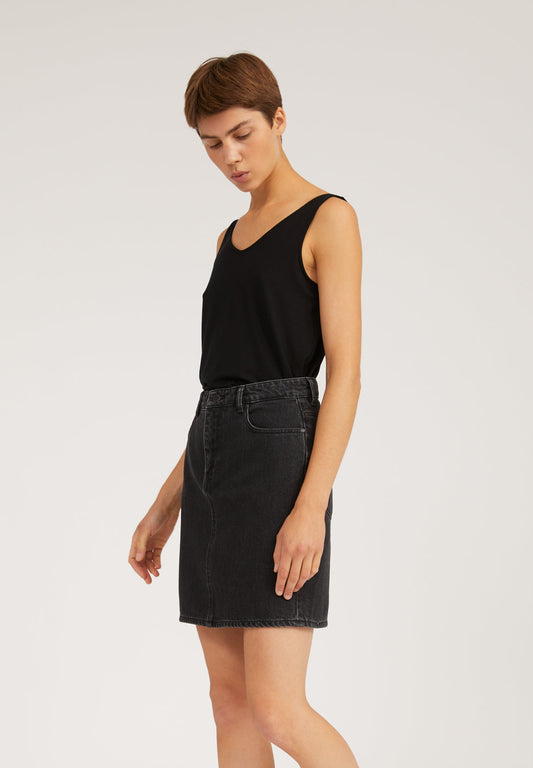 Jupe en jean noire en coton bio - Aava