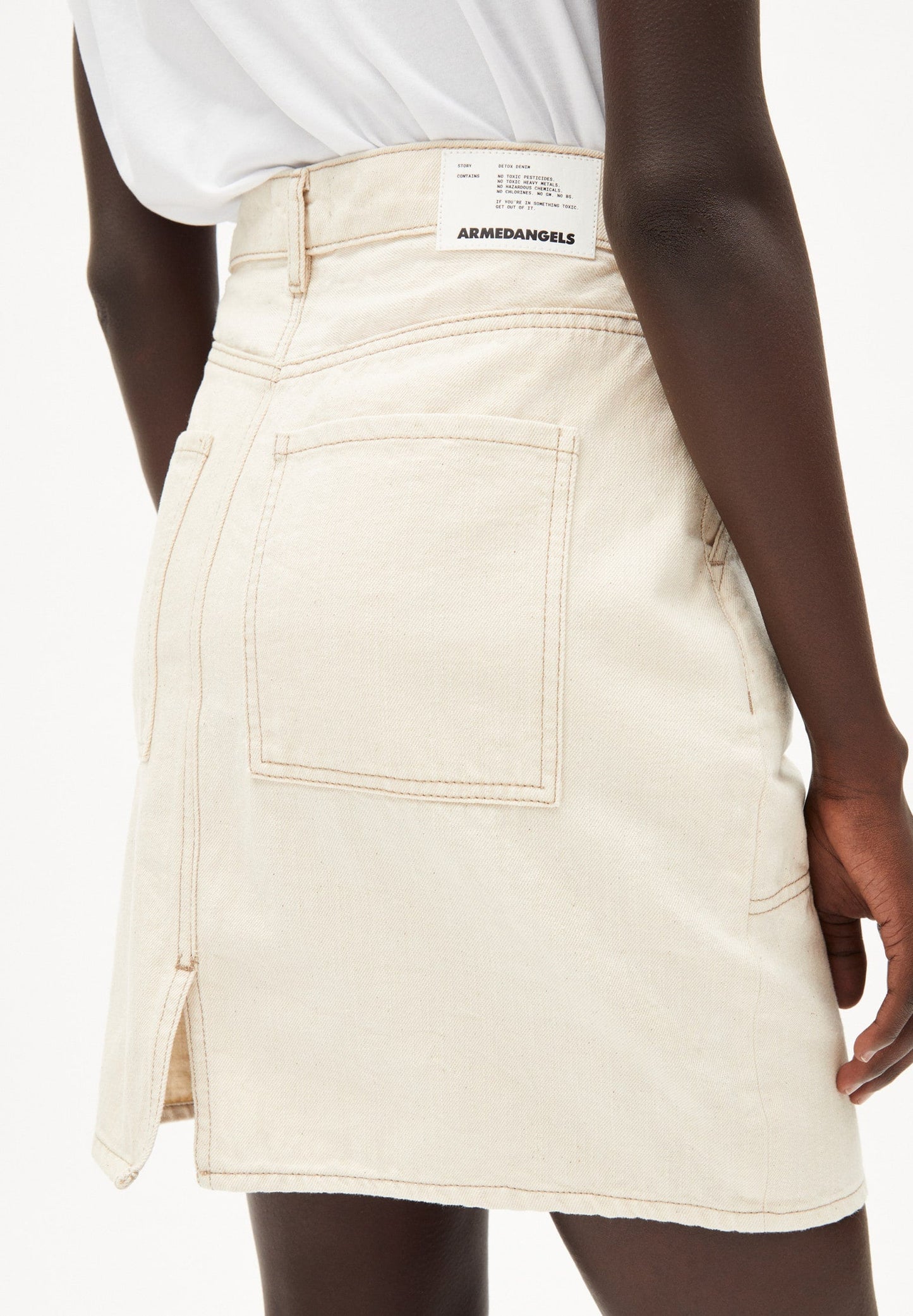 Jupe en jean écrue en coton bio - aavenia undyed