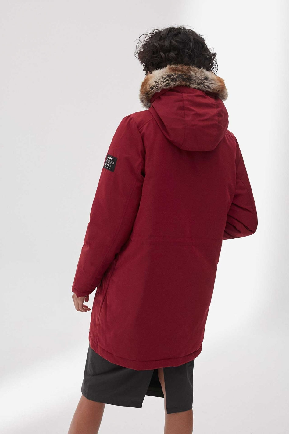Manteau long rouge en polyester recyclé - Livorno