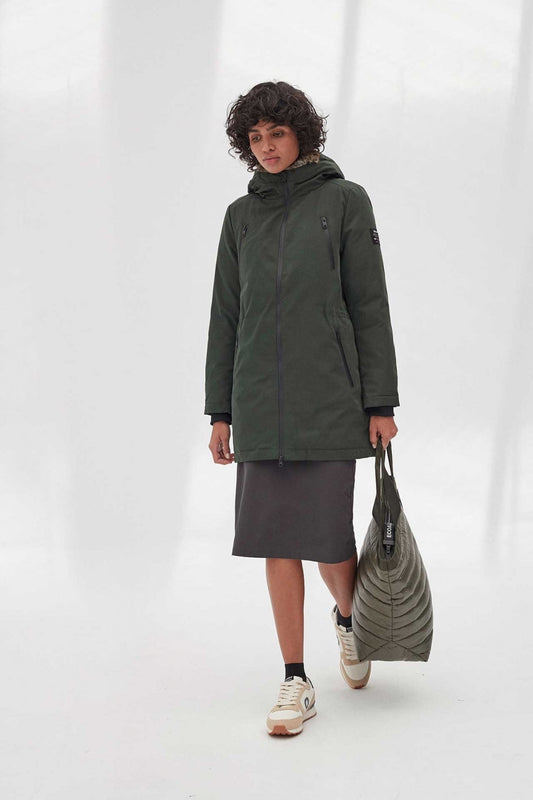 Manteau long vert en polyester recyclé - Livorno