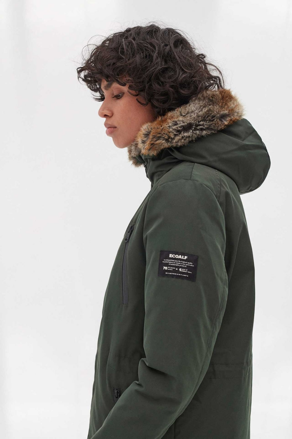 Manteau long vert en polyester recyclé - Livorno