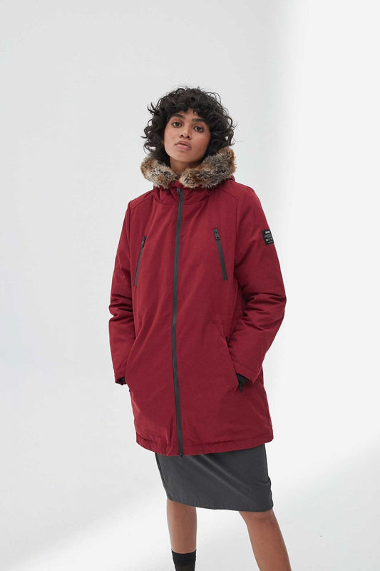 Manteau long rouge en polyester recyclé - Livorno