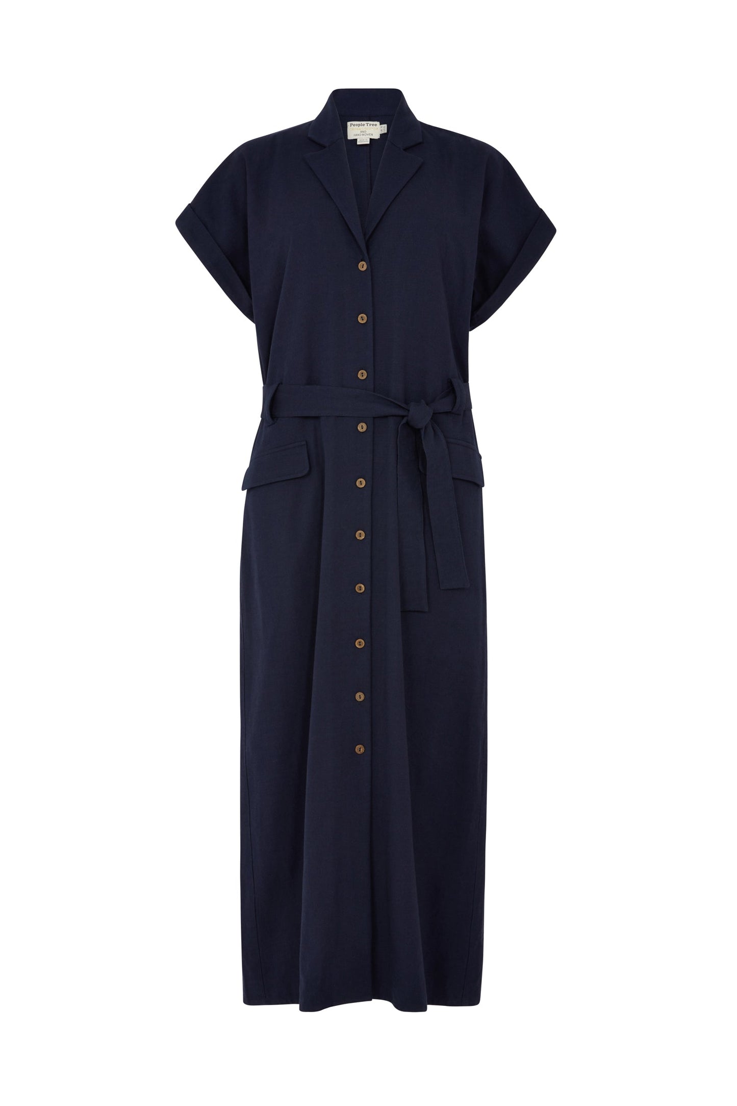 Robe longue marine en coton bio - Ada