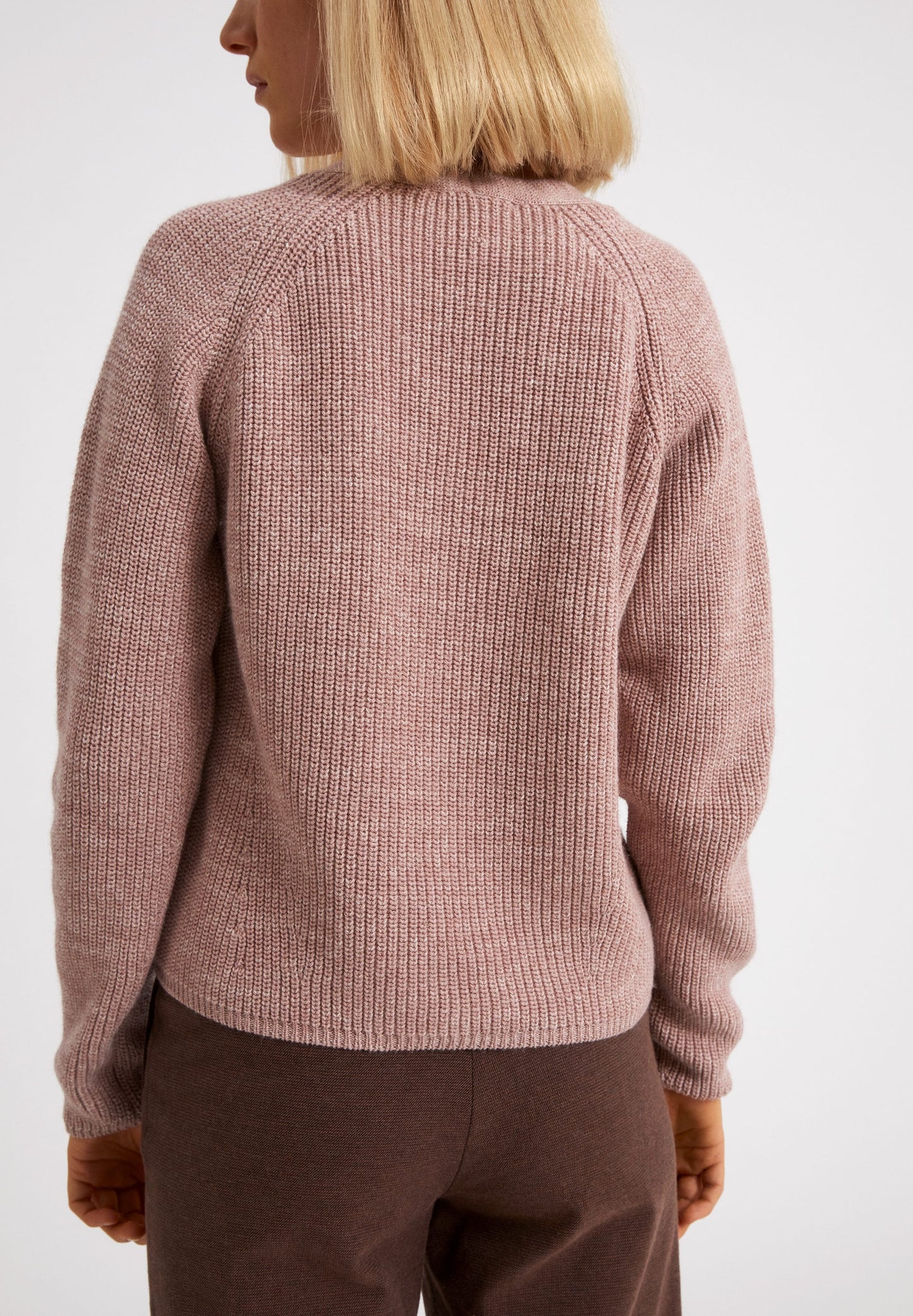 Gilet rose clair en coton bio - ADRIAANE kinoko melange oatmilk