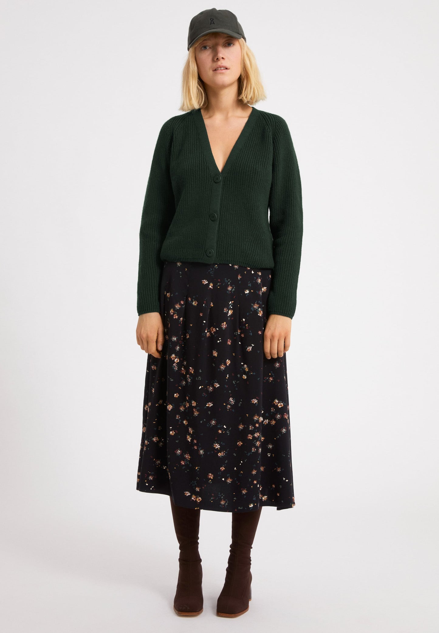 Gilet vert foret en coton bio - ADRIAANE vintage green