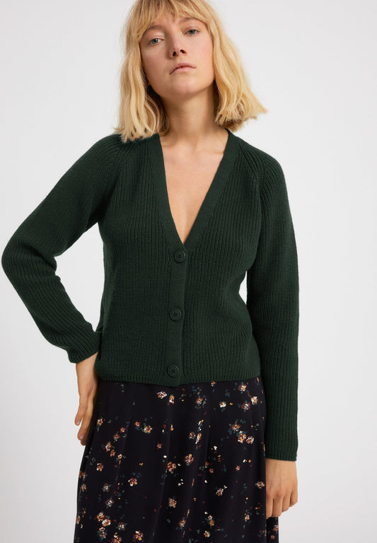 Gilet vert foret en coton bio - ADRIAANE vintage green
