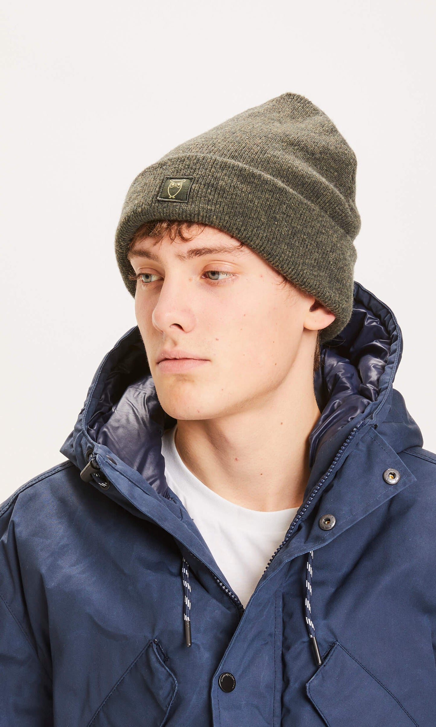 Bonnet vert en laine bio - LEAF