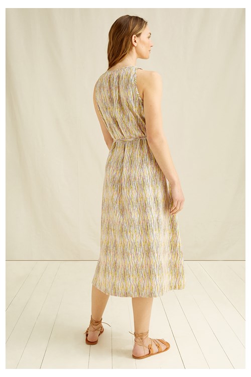 Robe longue motif jaune et rose en tencel - Agatha