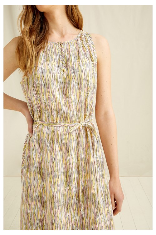 Robe longue motif jaune et rose en tencel - Agatha