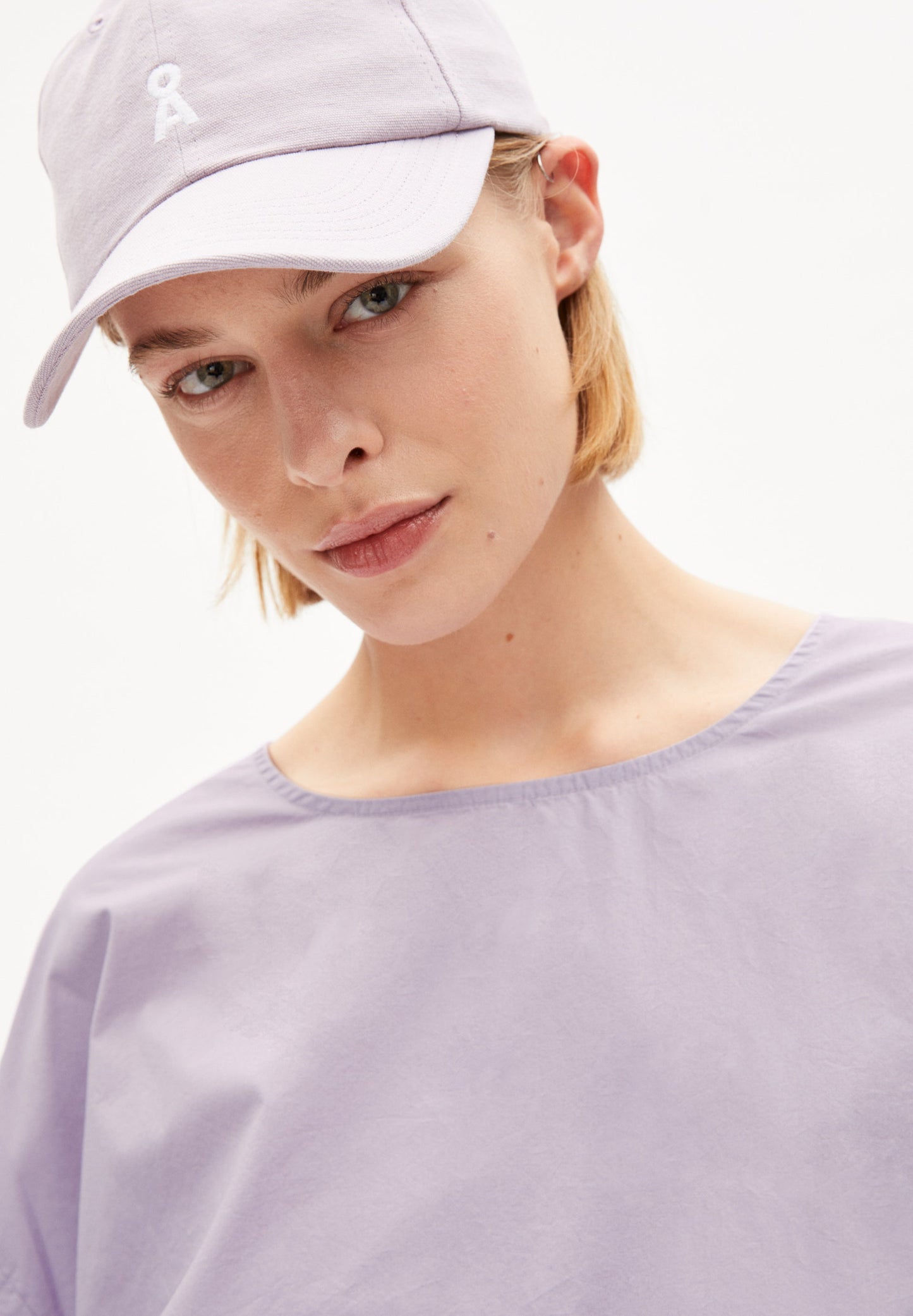 Blouse ample lilas en coton bio - agdaa purple noise