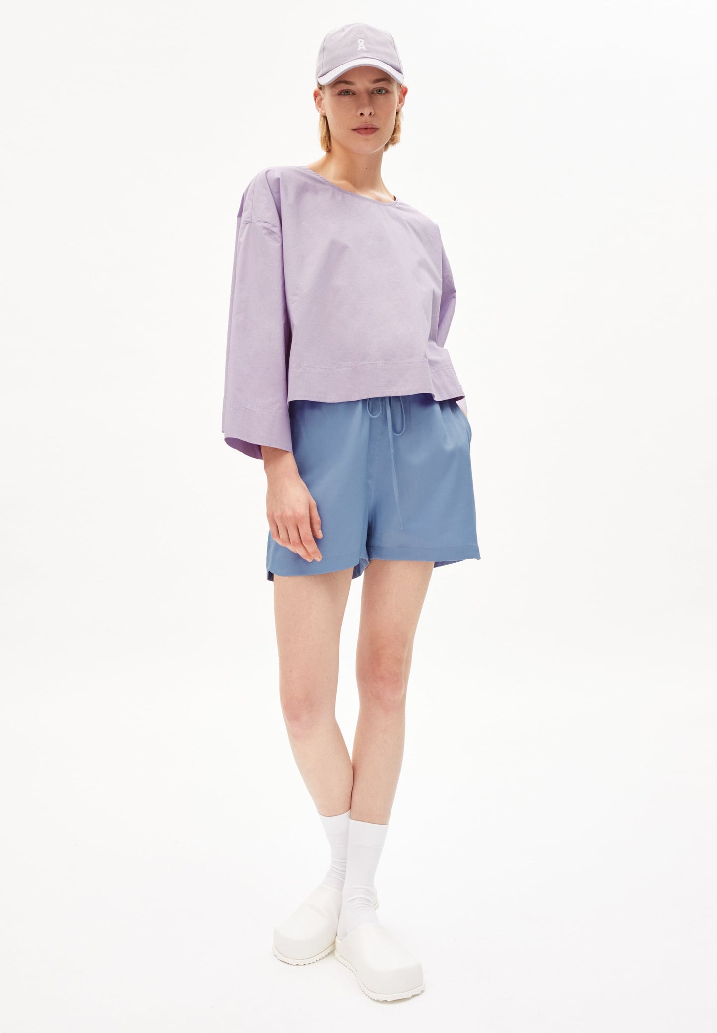 Blouse ample lilas en coton bio - agdaa purple noise