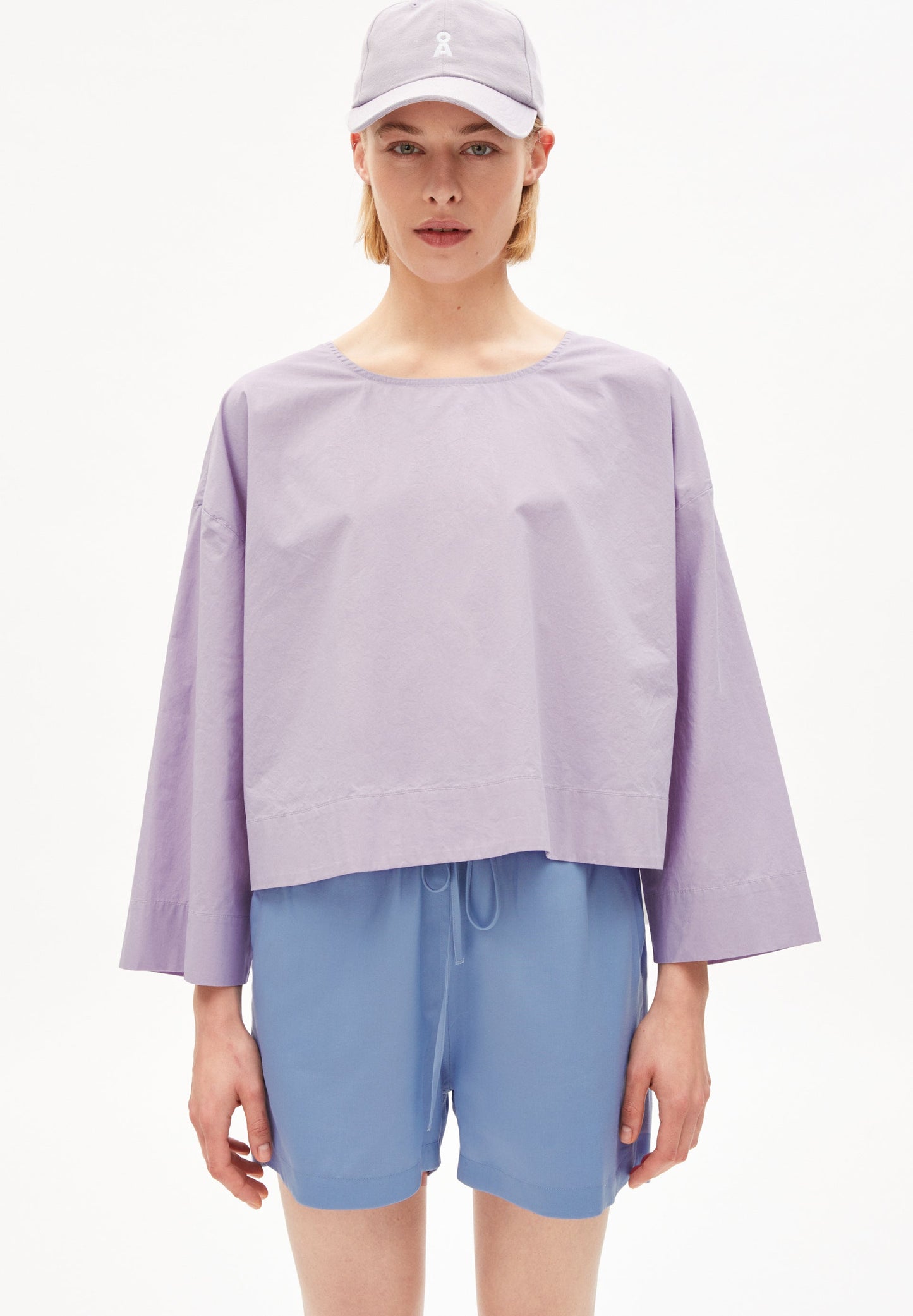 Blouse ample lilas en coton bio - agdaa purple noise