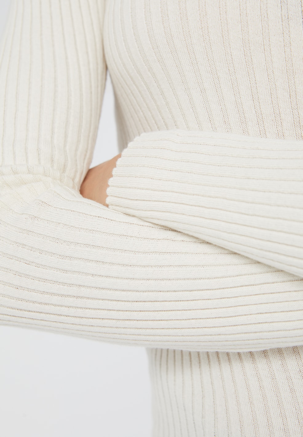 Top côtelé écru en coton bio - alaania crewneck oatmilk