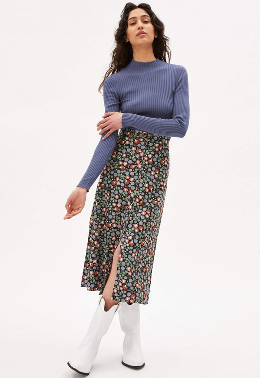 Sous-pull côtelé bleu en coton bio - Alaani  shadow blue